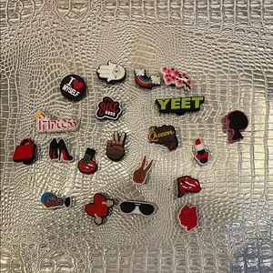 20 Cute Mixed Charm Shoe Jibbitz Croc Charms - Pink, Red, Black, Green